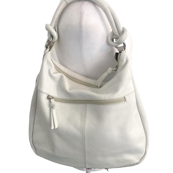 Ditmo White Leather Embroidered Tassel Fringe Shoulder Bag - Picture 6 of 15